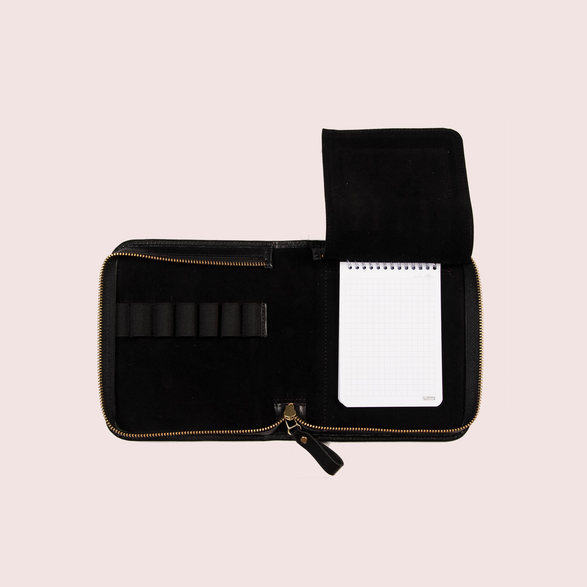 Zippered Pen Case for Six Pens with Note Pad