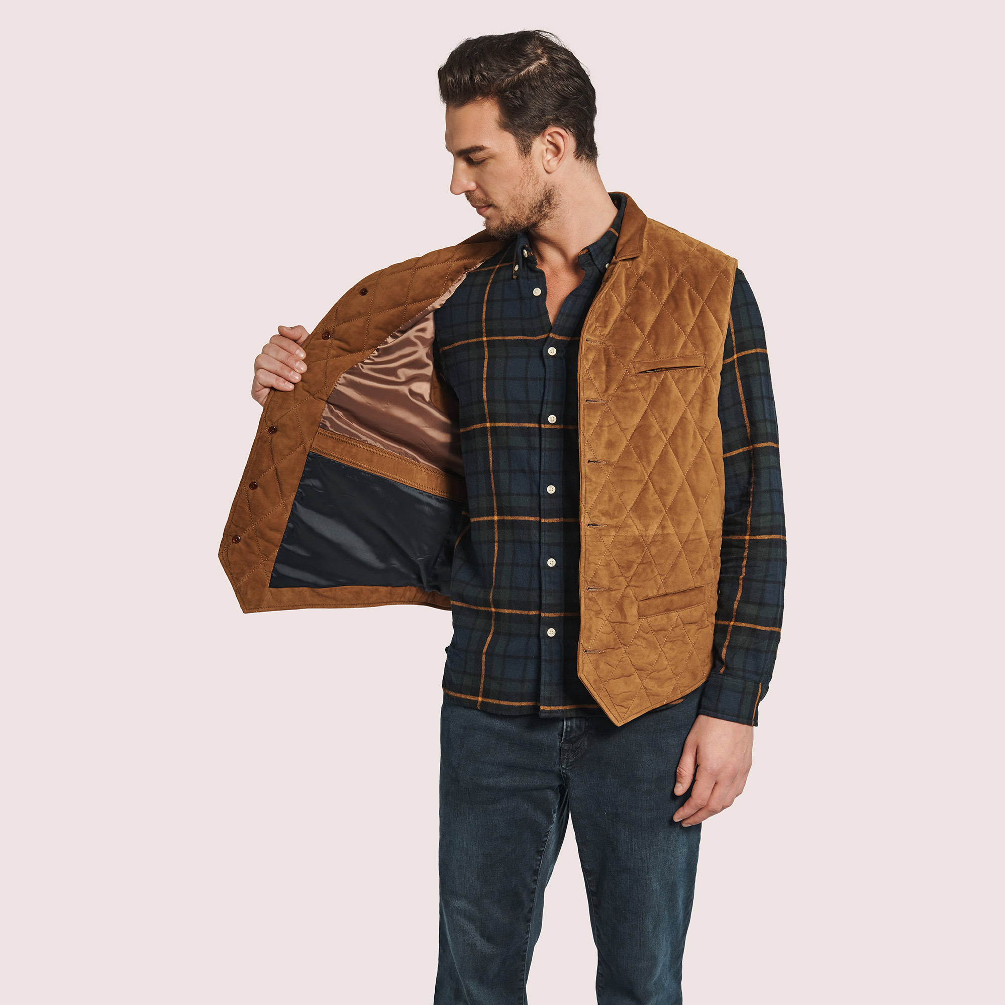 Adrian Goat Suede Quilted Vest